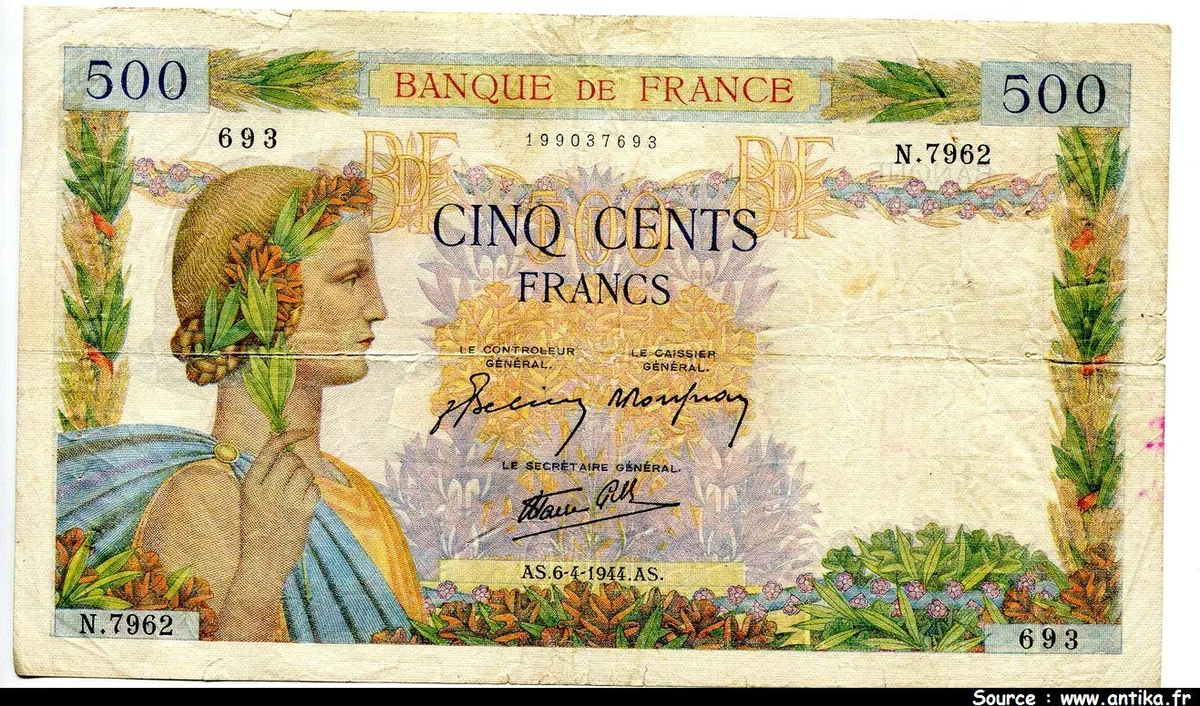 500 FRANCS LA PAIX - Type 1939