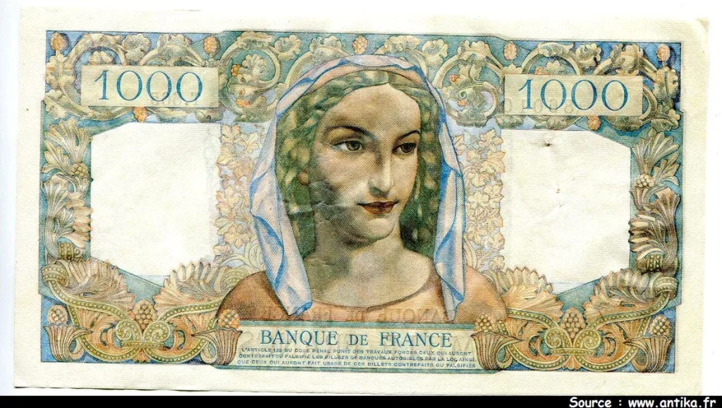 1000 FRANCS MINERVE & HERCULE - Type 1945