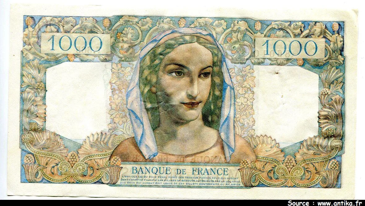 1000 FRANCS MINERVE & HERCULE - Type 1945