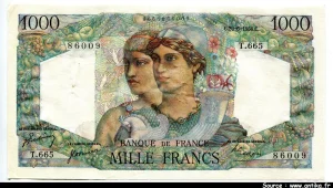 1000 FRANCS MINERVE & HERCULE - Type 1945