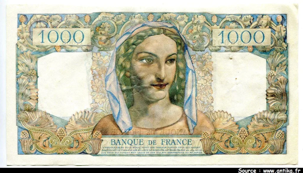 1000 FRANCS MINERVE & HERCULE - Type 1945