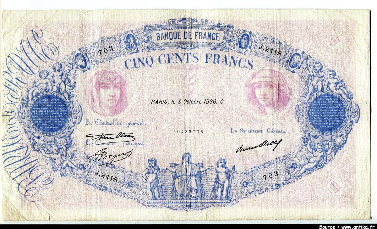 500 FRANCS BLEU & ROSE - Type 1888