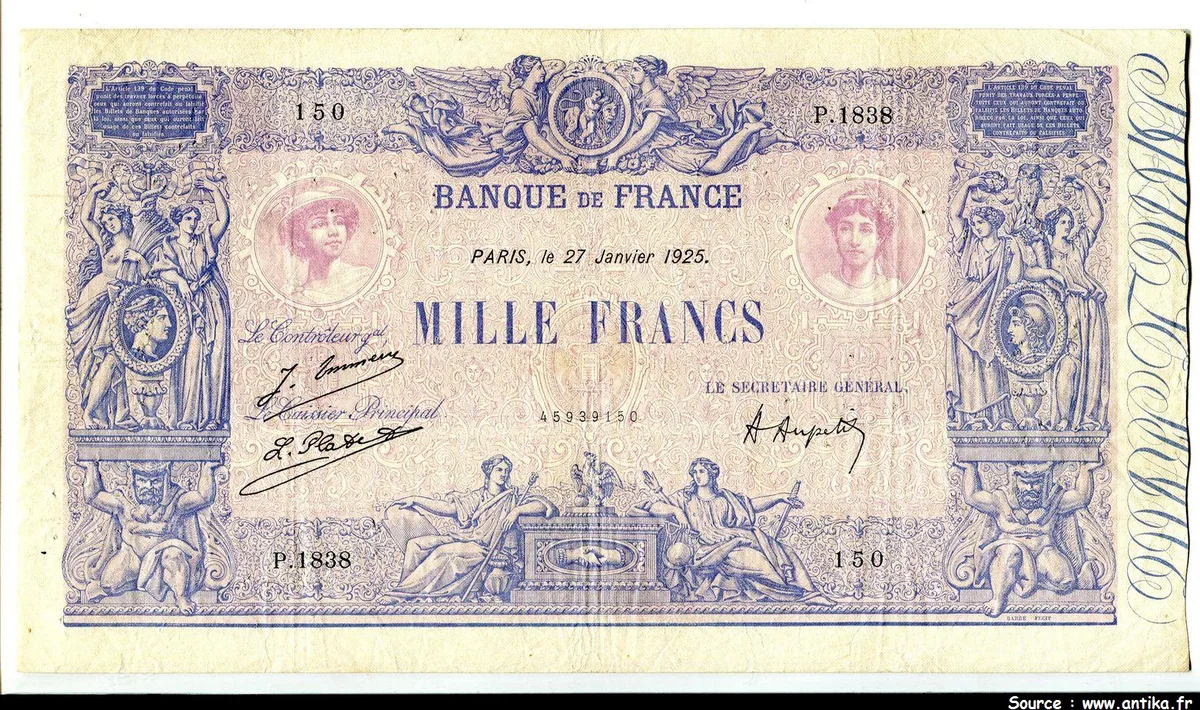 1000 FRANCS BLEU & ROSE - Type 1889
