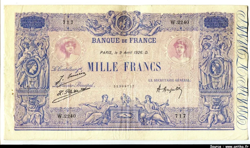 1000 FRANCS BLEU & ROSE - Type 1889