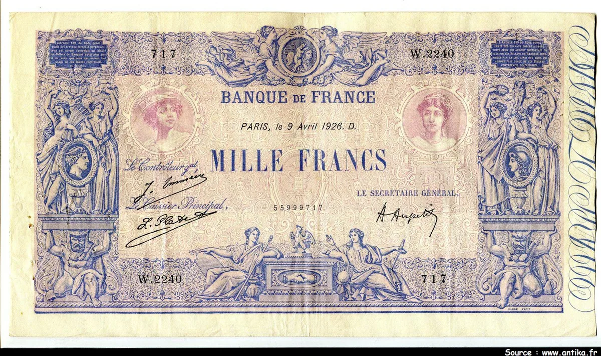 1000 FRANCS BLEU & ROSE - Type 1889
