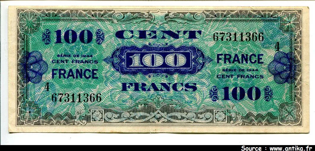 100 FRANCS Verso "France"