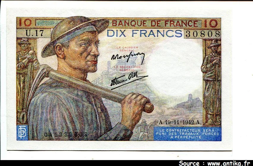 10 FRANCS MINEUR - type 1941