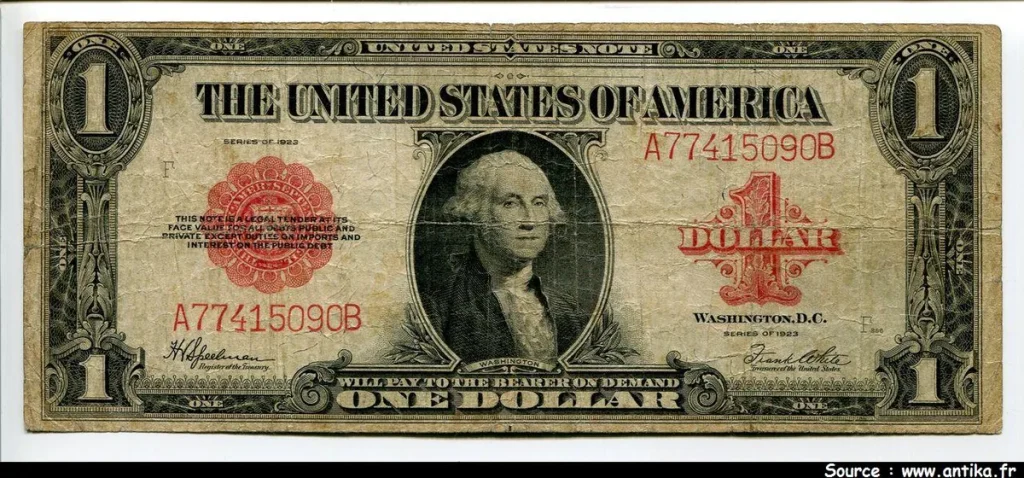 1 Dollar G.Washington Tampon Rouge Silver Certificate RARE