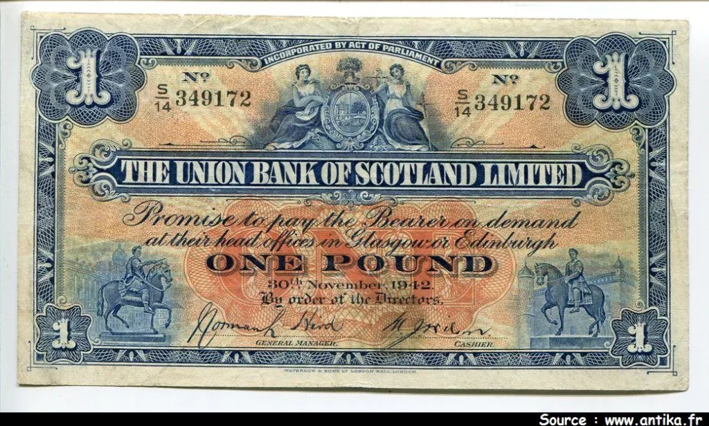 1 Pound The Union Bank of Scotland Limited Statues équestres