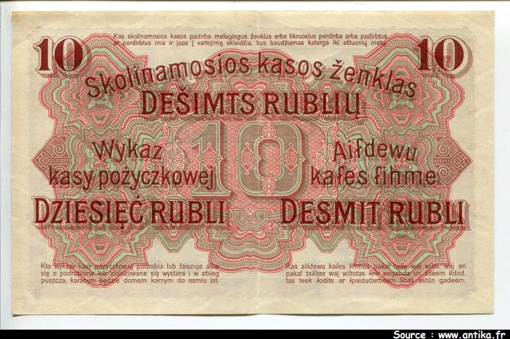 10 Rubel Occupation de la Lituanie Posen