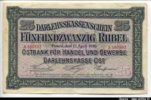 25 Rubel Occupation de la Lituanie Posen RARE PROMOTION