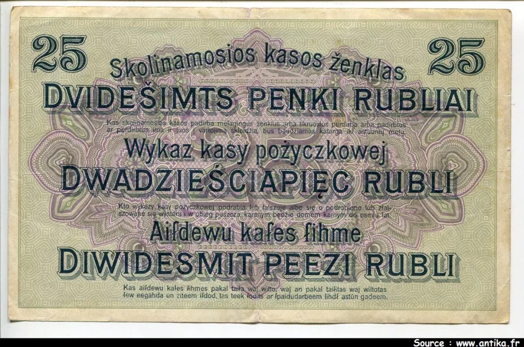 25 Rubel Occupation de la Lituanie Posen RARE PROMOTION