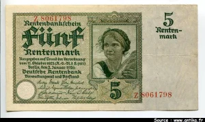 5 Rentenmark Paysanne & Blé 7 Chiffres