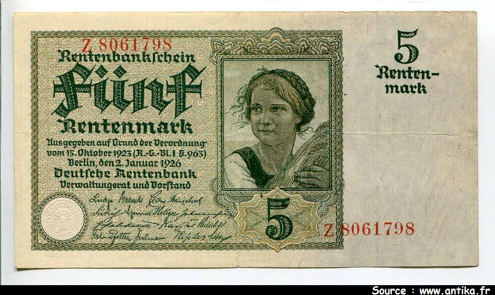 5 Rentenmark Paysanne & Blé 7 Chiffres