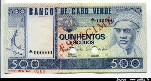 500 Escudos ESPECIMEN (Perforé 2 Trous) A.Cabrall