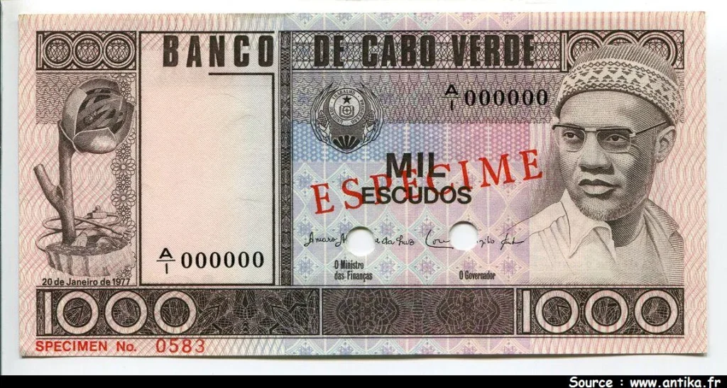 1000 Escudos ESPECIMEN (Perforé 2 Trous) A.Cabral