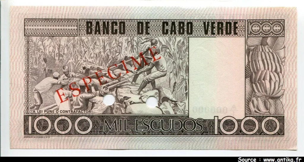 1000 Escudos ESPECIMEN (Perforé 2 Trous) A.Cabral