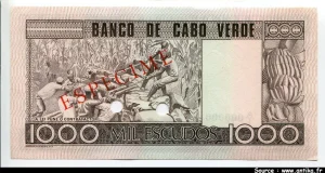 1000 Escudos ESPECIMEN (Perforé 2 Trous) A.Cabral