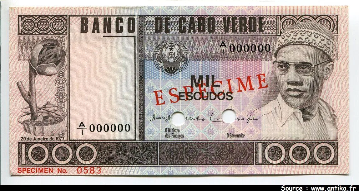 1000 Escudos ESPECIMEN (Perforé 2 Trous) A.Cabral