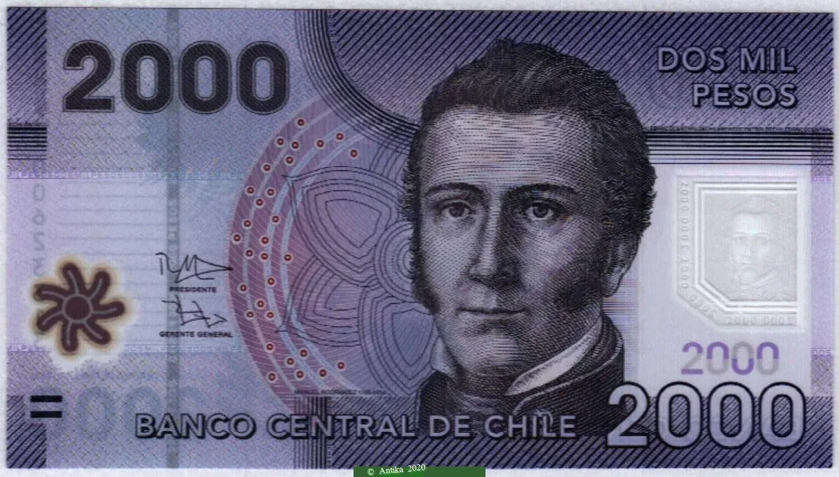 2000 Pesos Manuel Rodriguez * *