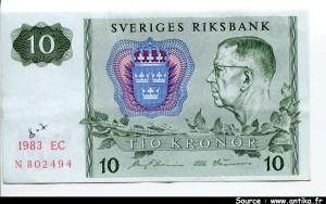 10 Kronor Roi Gustaf VI * * * * * * *