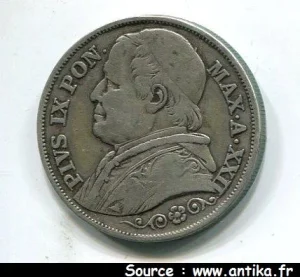 2 LIRE Argt PIE IX R:ROME