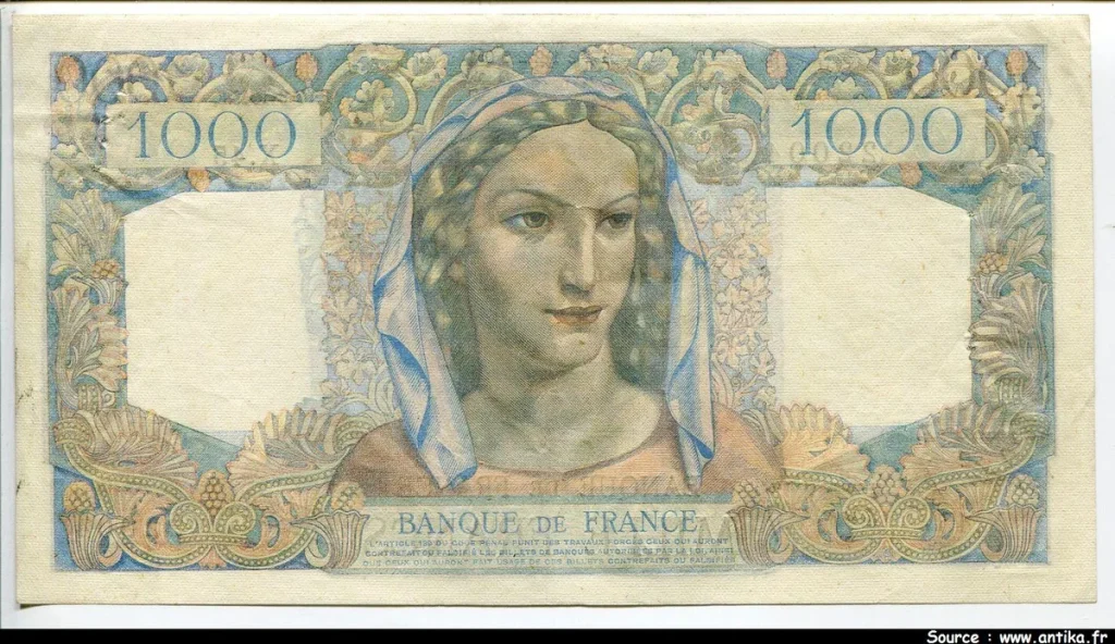 1000 FRANCS MINERVE & HERCULE - Type 1945