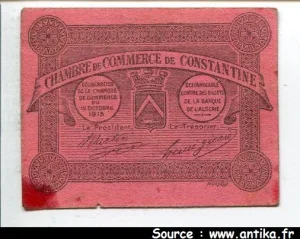 BON pour 0 Fr =10 Ch Commerce CONSTANTINE * *