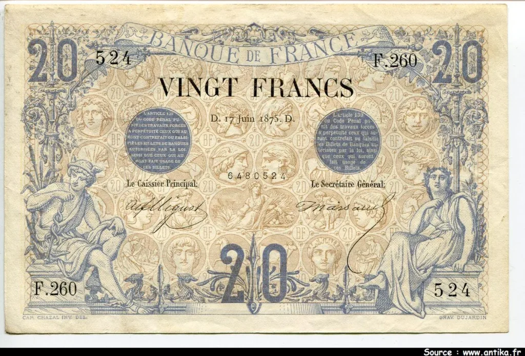 20 FRANCS NOIR - Type 1873