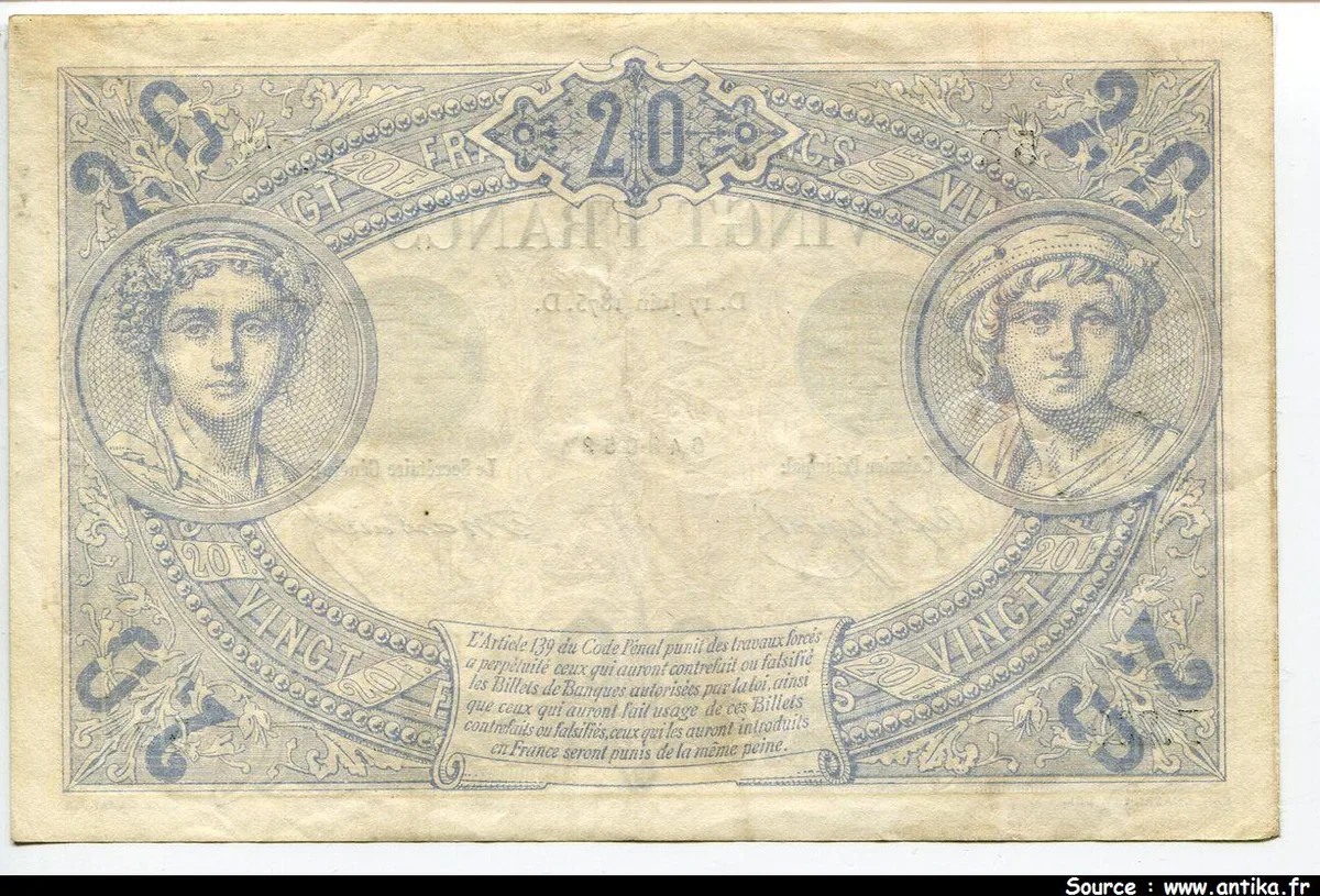 20 FRANCS NOIR - Type 1873