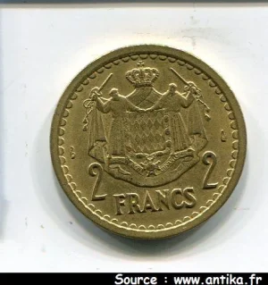 2 FRANCS LOUIS II 1922-1949