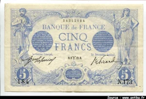 5 FRANCS BLEU - Type 1905
