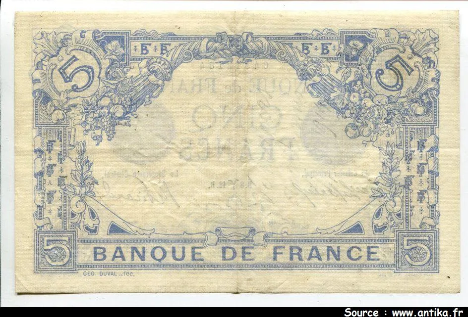 5 FRANCS BLEU - Type 1905