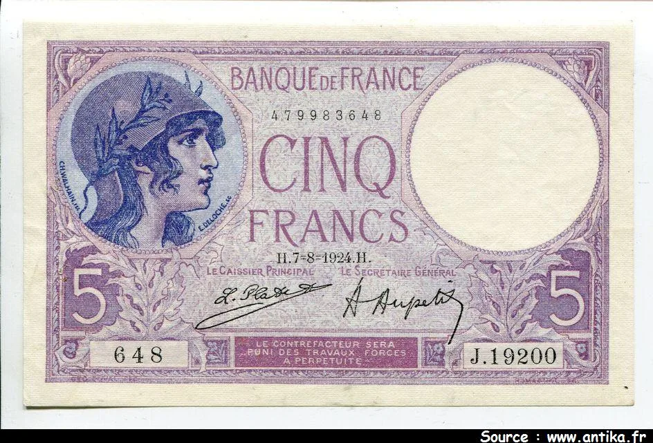 5 FRANCS VIOLET - Type 1917