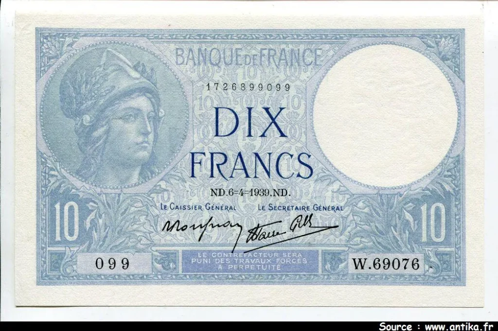 10 FRANCS MINERVE - Type 1915 modifié