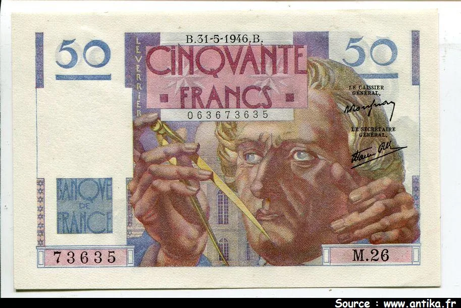 50 FRANCS LE VERRIER - Type 1946