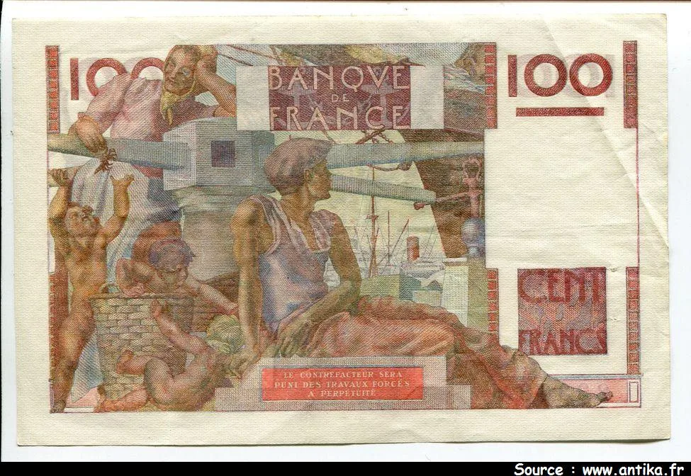 100 FRANCS JEUNE PAYSAN - Type 1945 filigrane inversé