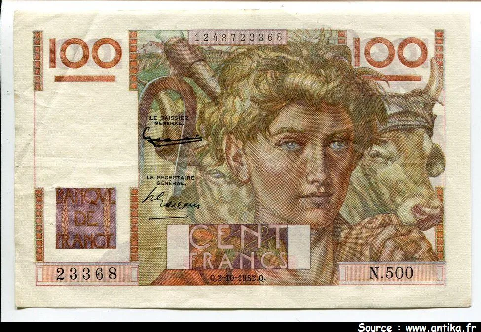 100 FRANCS JEUNE PAYSAN - Type 1945 filigrane inversé