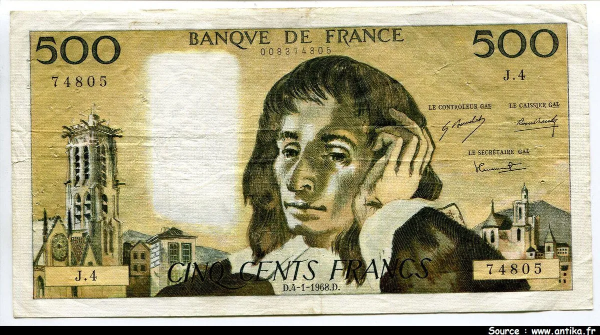 500 FRANCS PASCAL - Type 1968
