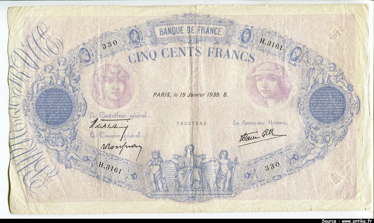 500 FRANCS BLEU & ROSE -Type 1888 modifié