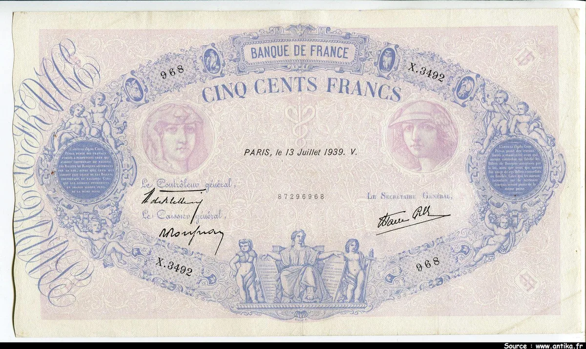 500 FRANCS BLEU & ROSE -Type 1888 modifié