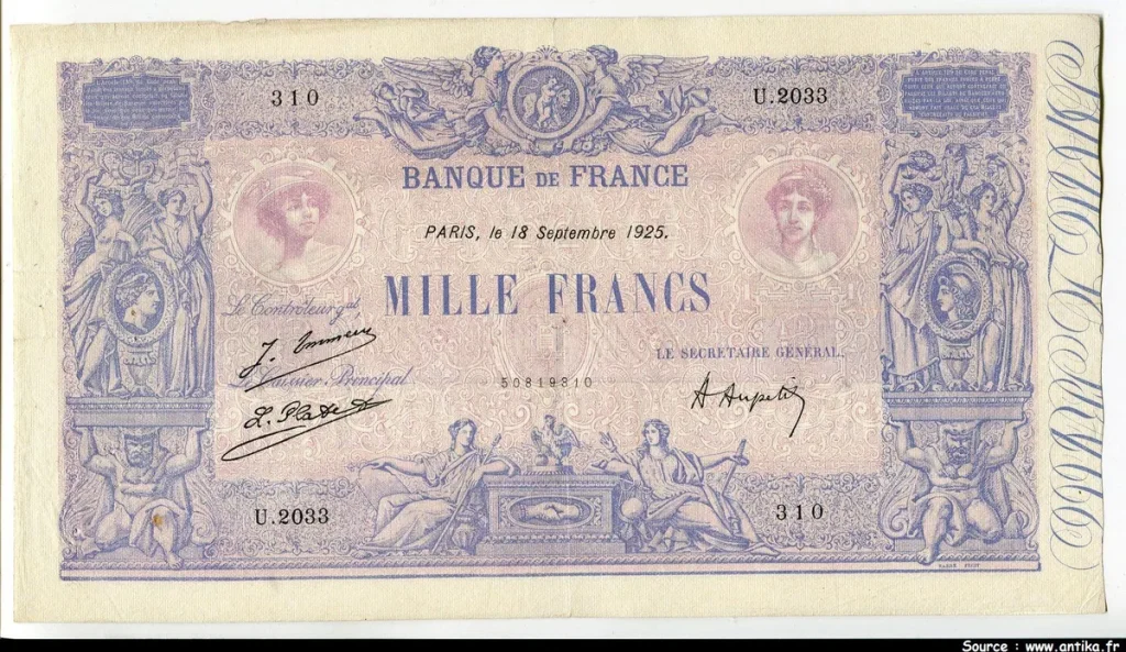 1000 FRANCS BLEU & ROSE - Type 1889