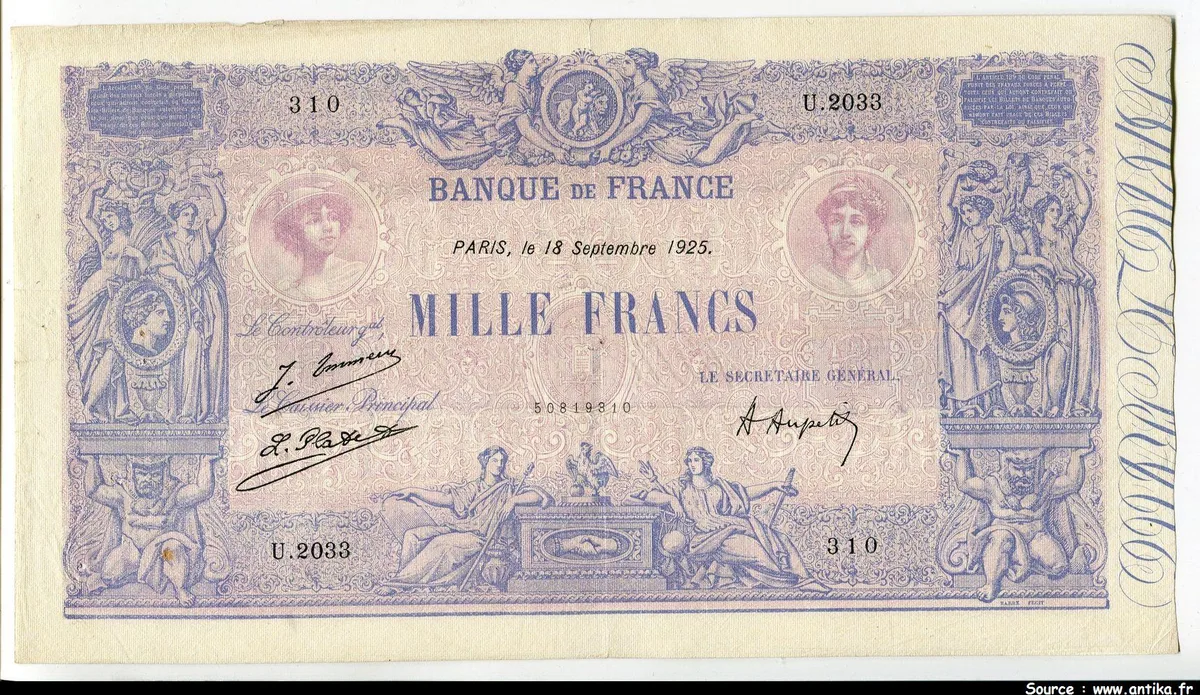 1000 FRANCS BLEU & ROSE - Type 1889