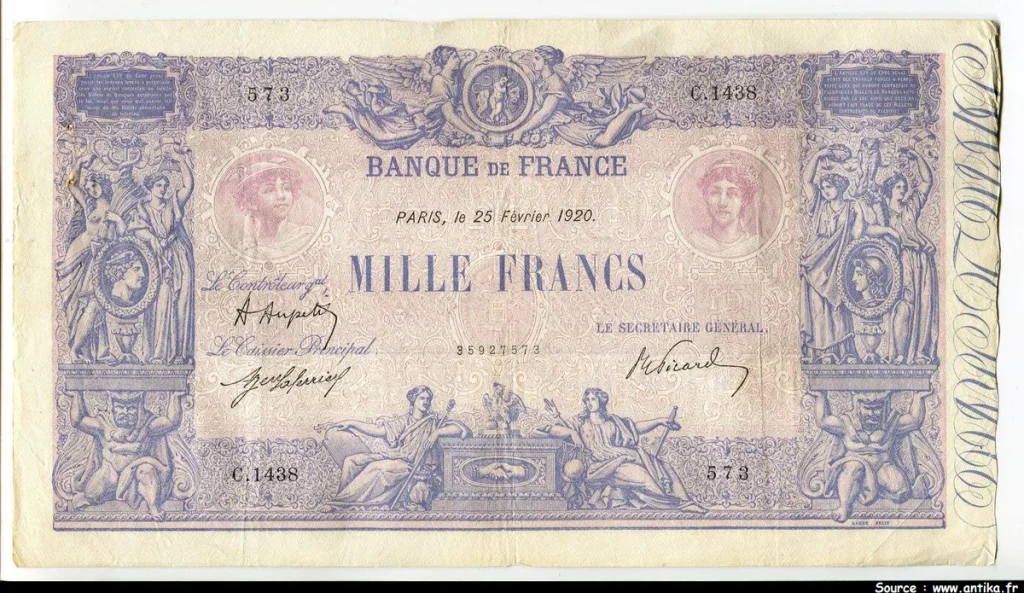 1000 FRANCS BLEU & ROSE - Type 1889