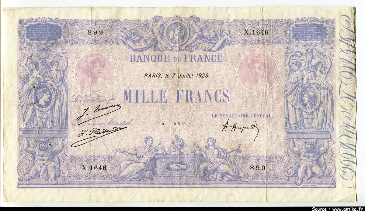 1000 FRANCS BLEU & ROSE - Type 1889