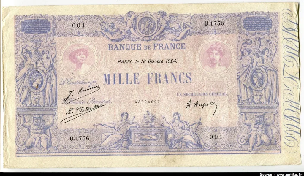 1000 FRANCS BLEU & ROSE - Type 1889