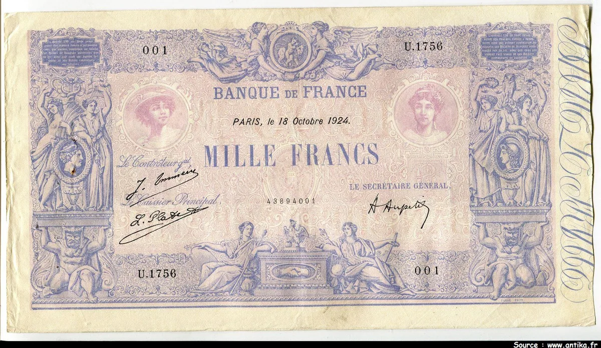 1000 FRANCS BLEU & ROSE - Type 1889