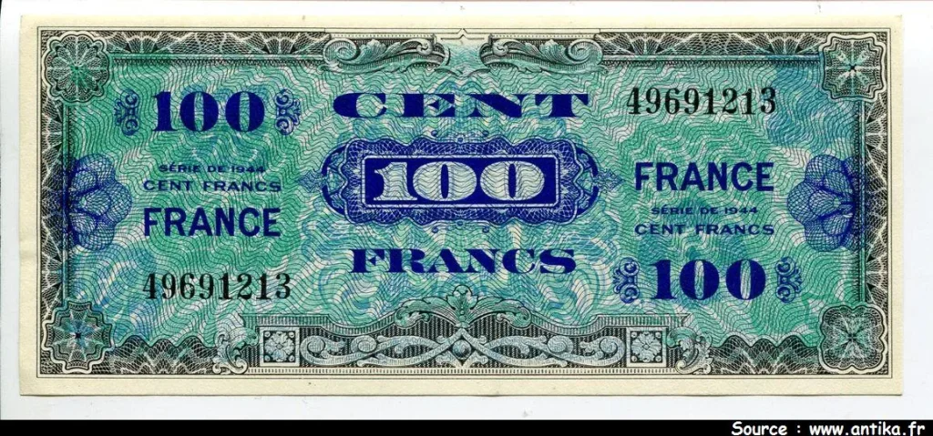 100 FRANCS Verso "France"