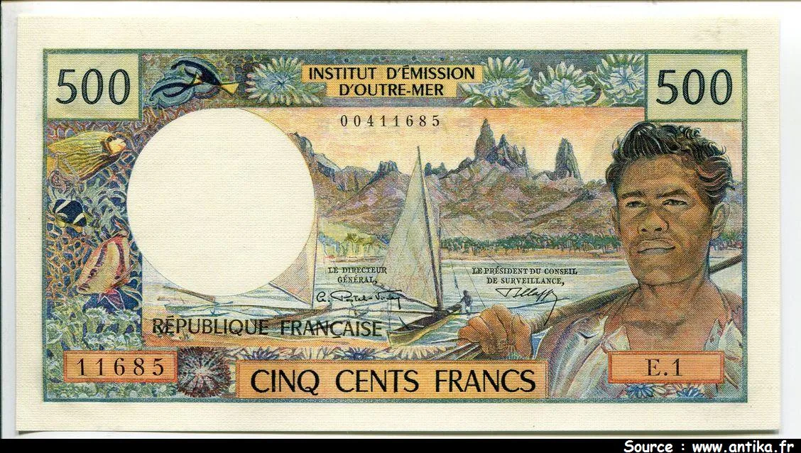 500 FRANCS Polynésien République Française