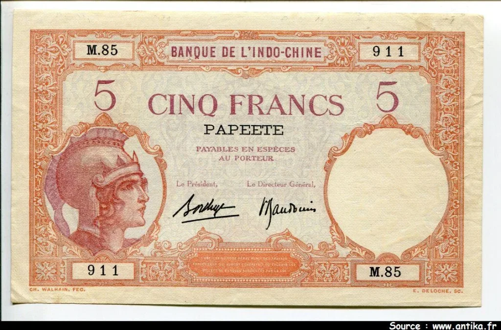 5 FRANCS "Walhain" PAPEETE